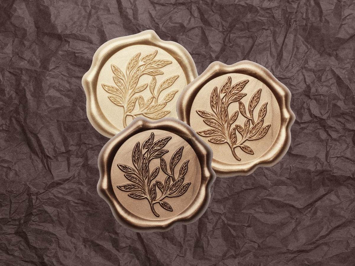 Chocolate Brown Tissue Paper Featuring Gold, Copper and Bronze Wax Seals