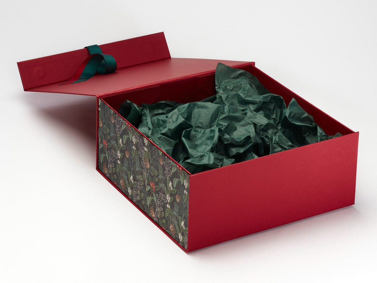 Hunter Green Tissue Paper Featured with Red Gift Box and Mistletoe FAB Sides®