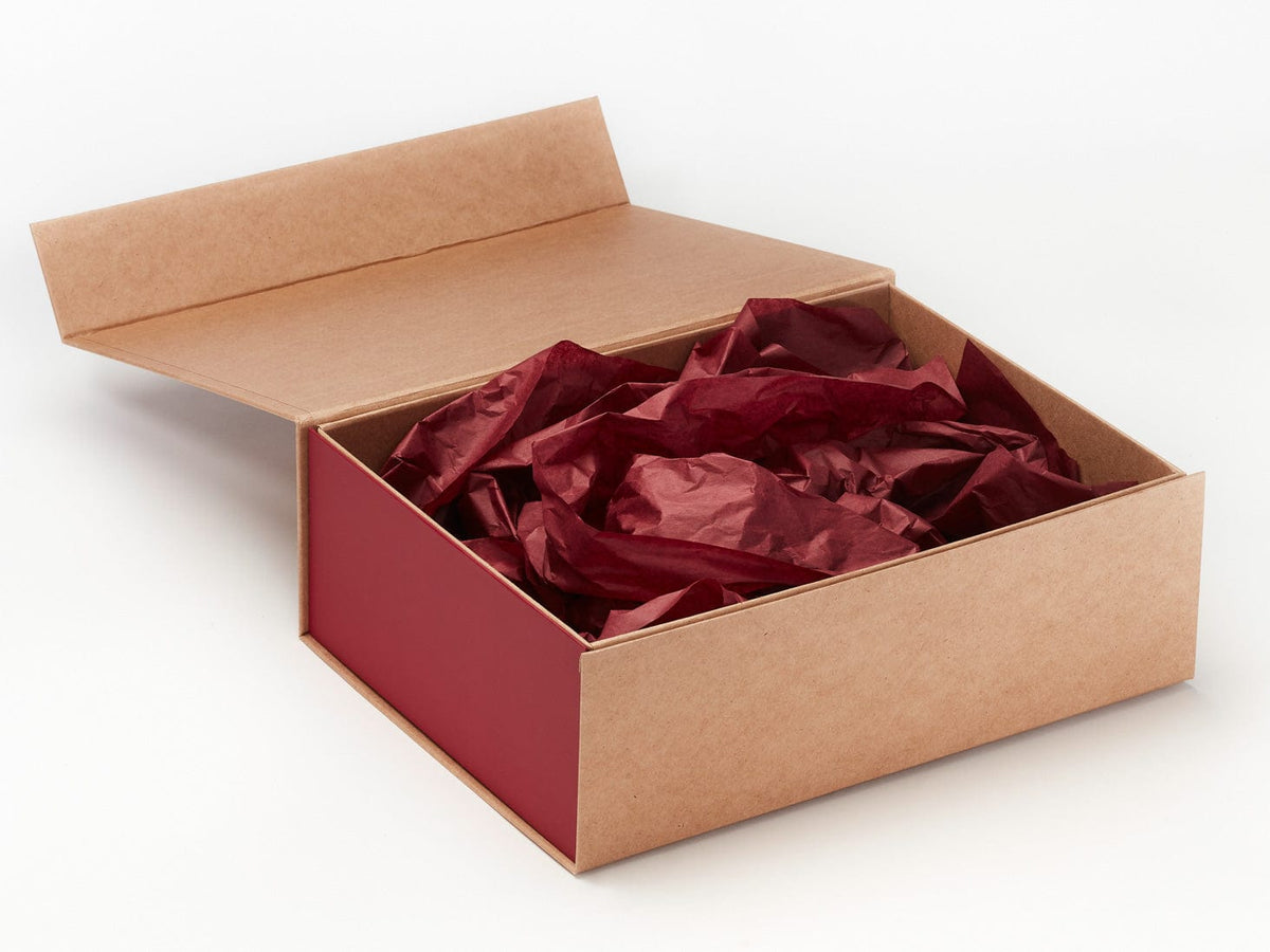 Claret Tissue Featured with Natural Kraft Gift Box with Claret FAB Sides®