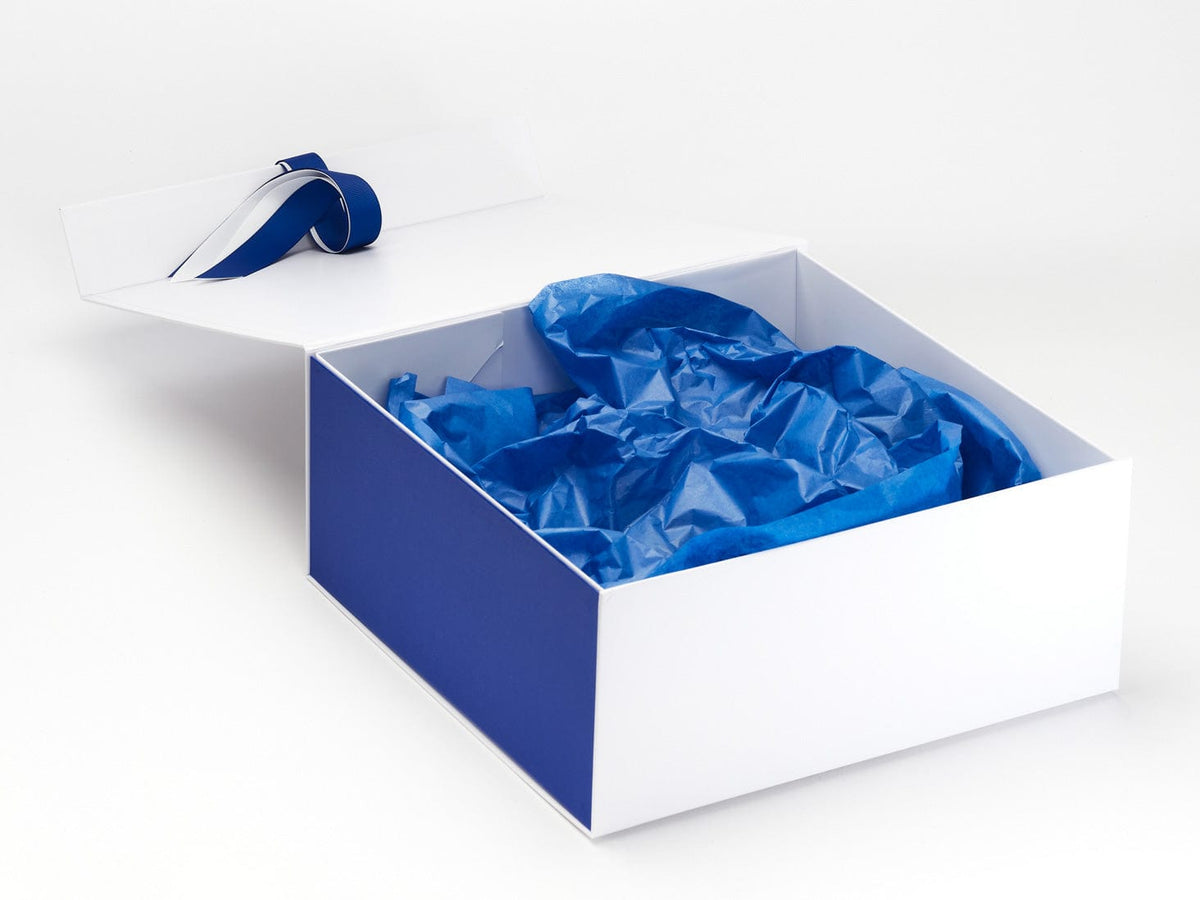 Cobalt Blue Tissue Featured with White Gift Box and Cobalt Blue FAB Sides®