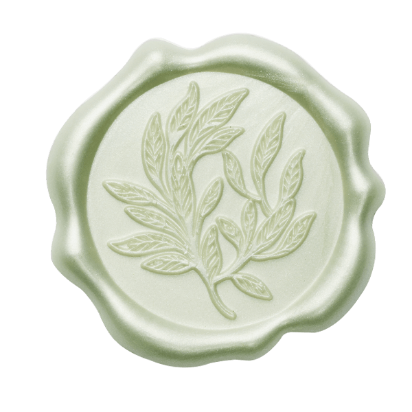 Sage Green Wax Seal Featuring Leaf Sprig Design