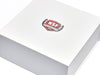White XL Deep No Ribbon Gift box with NSF digitally printed logo on a white background