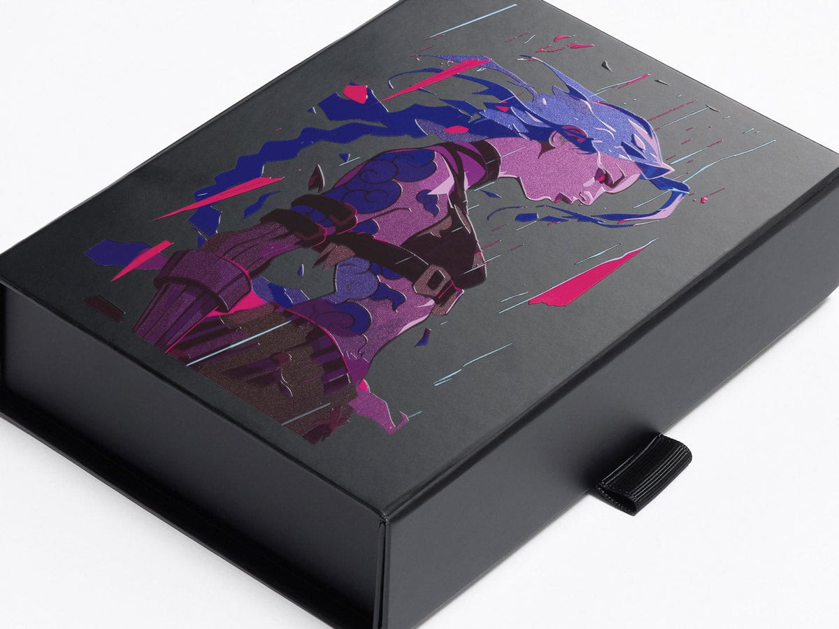 Black A6 Shallow box with Multi-colour Digitally Printed Video Game Woman with Gloss Screen Effect
