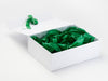 Emerald Ribbon and Tissue Paper Featured with White Gift Box