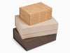 Stone Faux Suede Gift Box with Dark Brown Faux Leather and Natural Cork Stacked