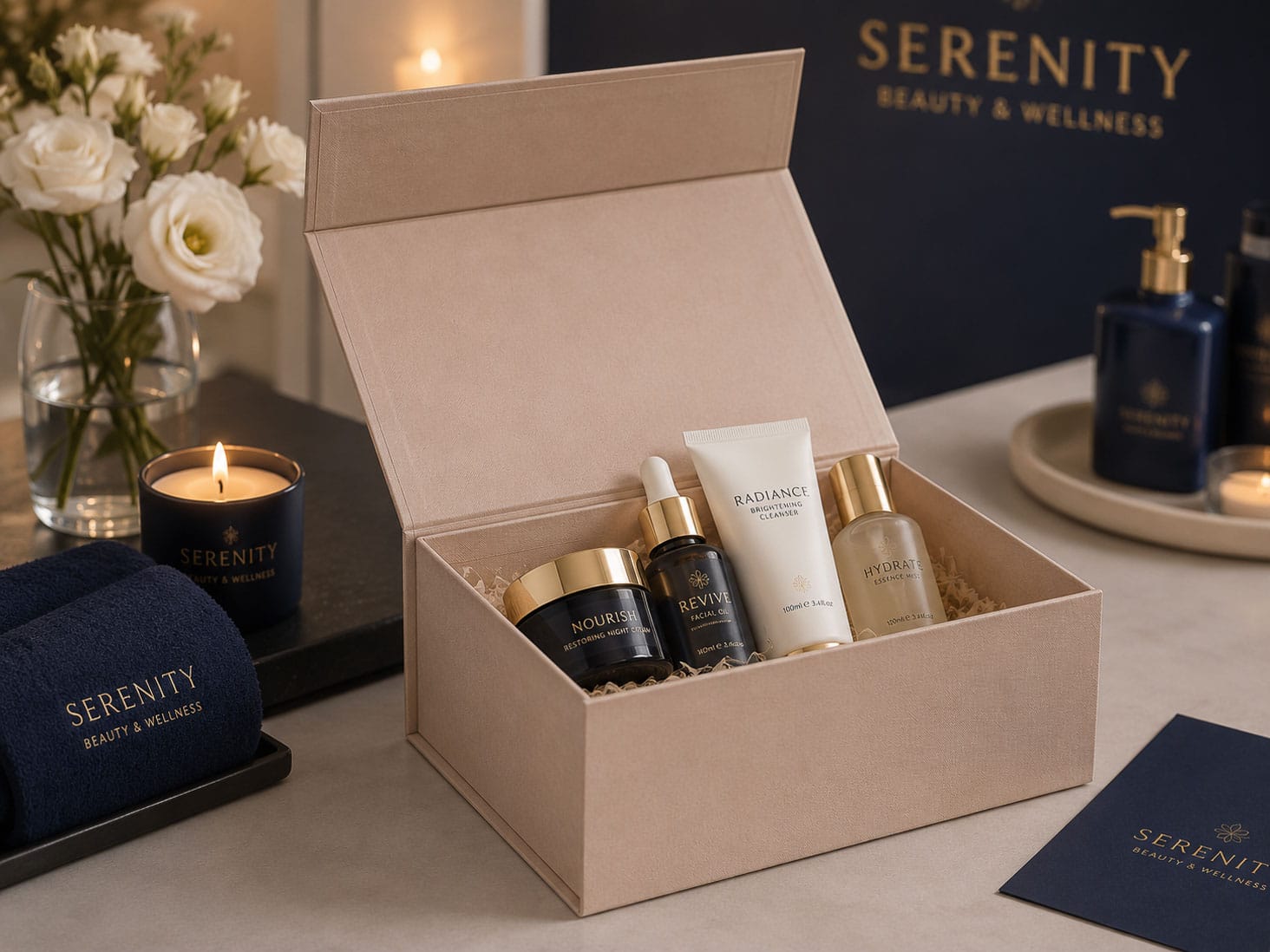 Faux Suede A5 Deep Gift Box For Beauty and Wellness Brands