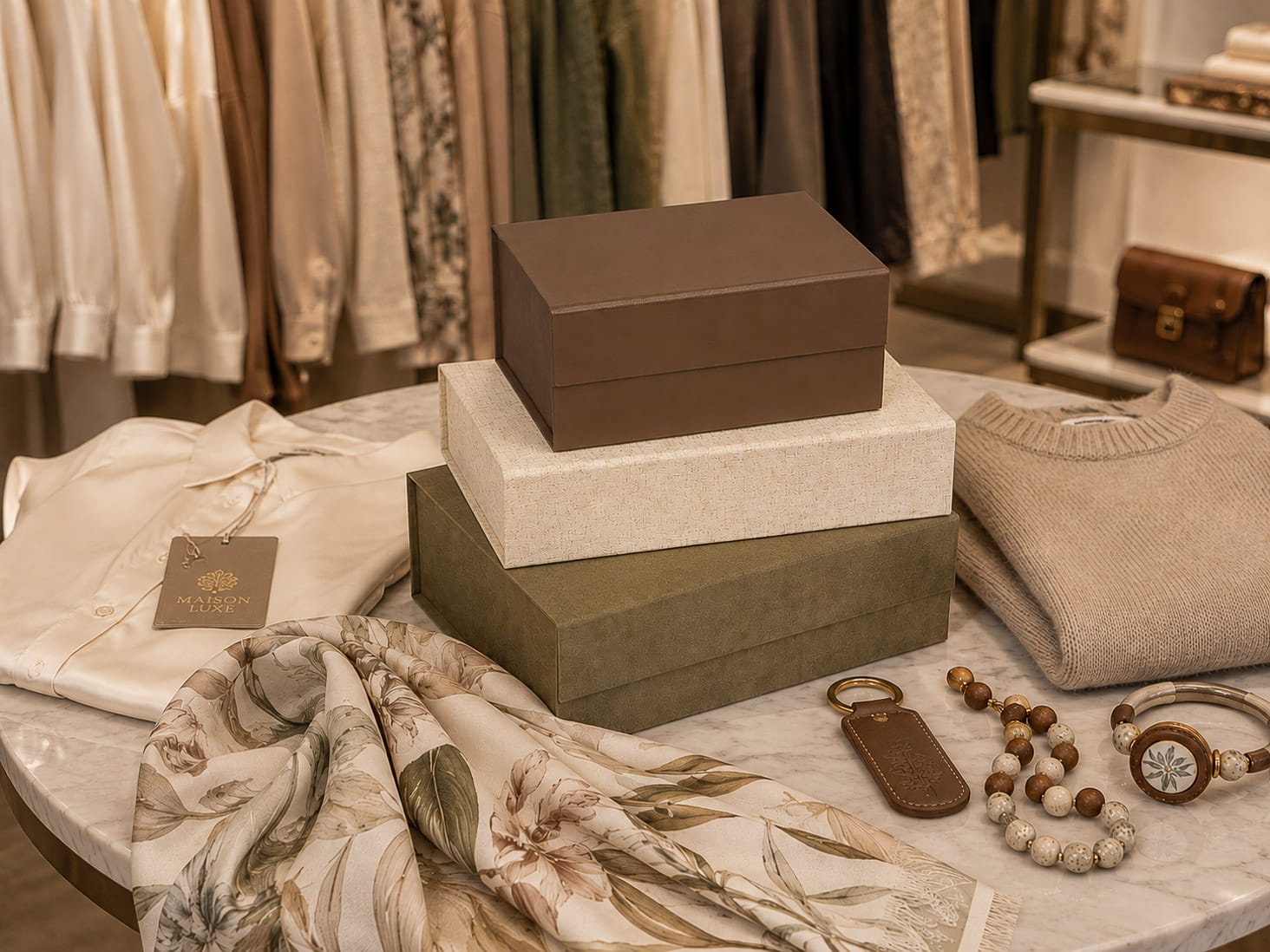 Faux Suede Linen and Faux Letaher Gift Boxes for Couture clothing brands