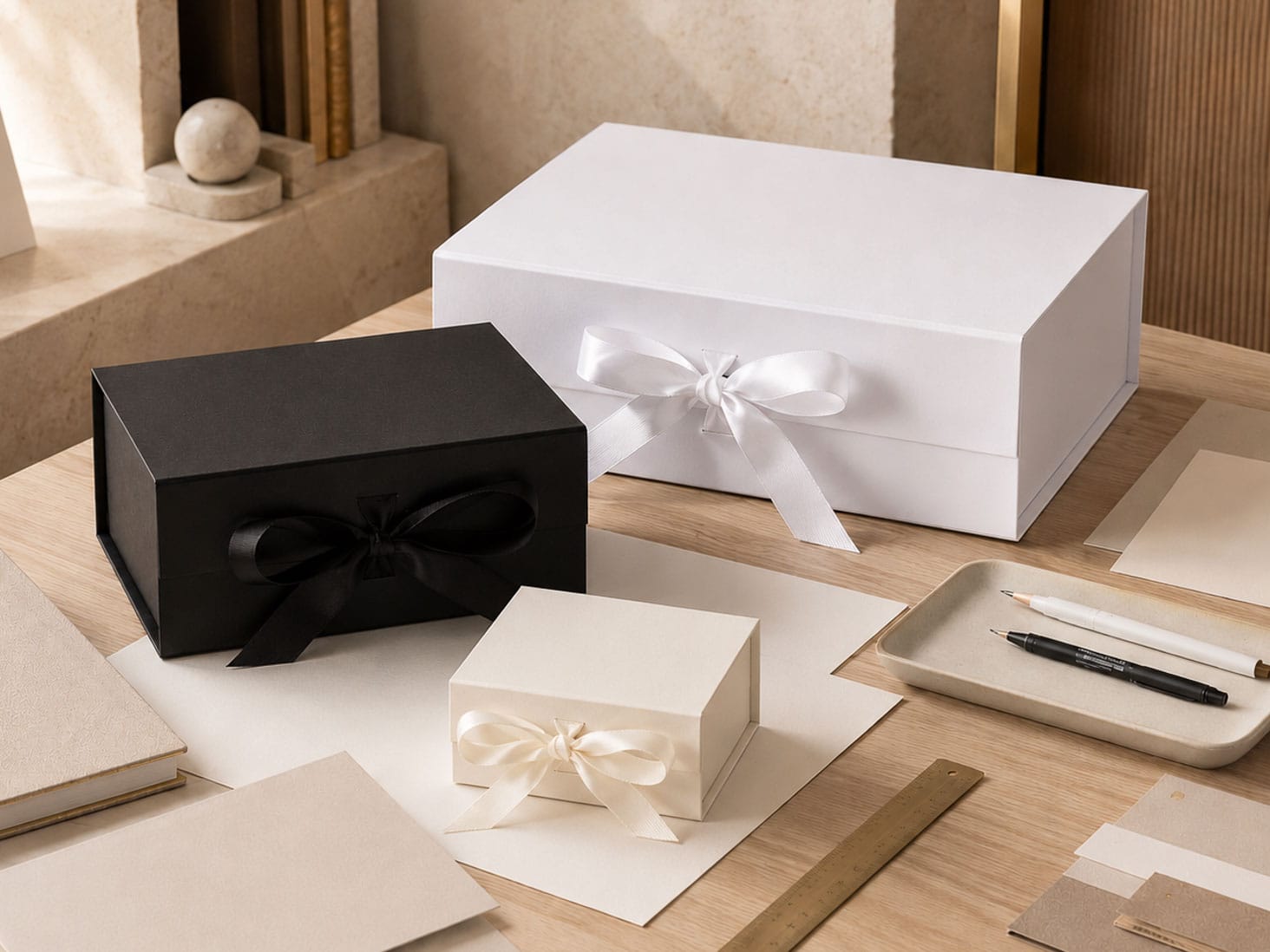 Gift Boxes with Fixed Ribbon