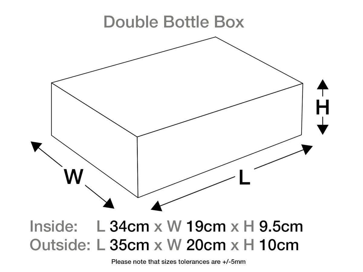 Forest Green Double Bottle Gift Box Assembled Size Line Drawing