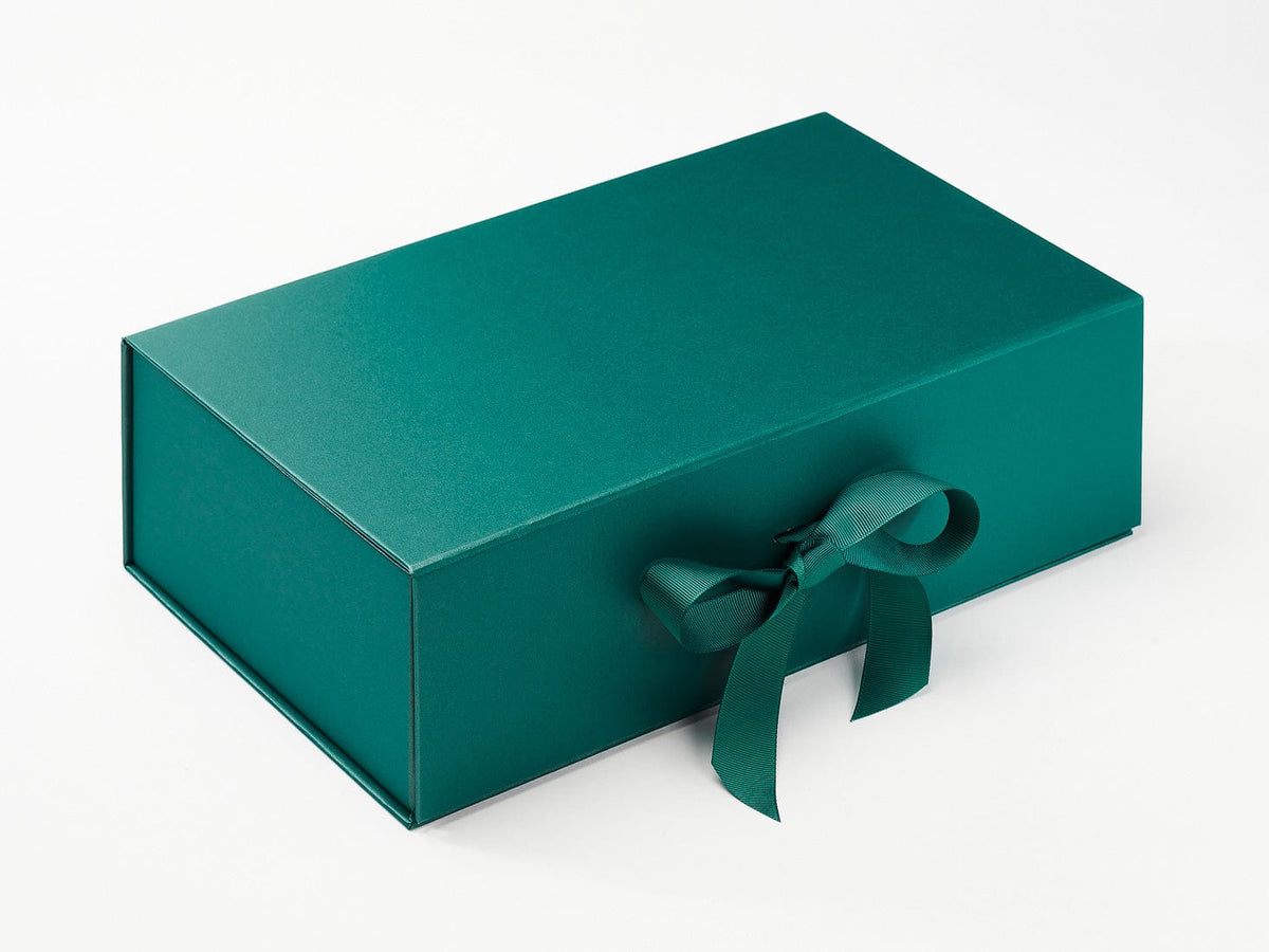 Forest Green Double Bottle Gift Box Assembled