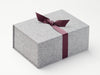 Grey Linen No Magnet Gift Box with Midnight Plum Ribbon
