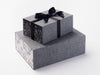 Black Satin Ribbon Featured on Grey Linen Gift Box