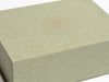 Rose Gold Foil Herloom Treasures logo on Sage Green A4 Deep box