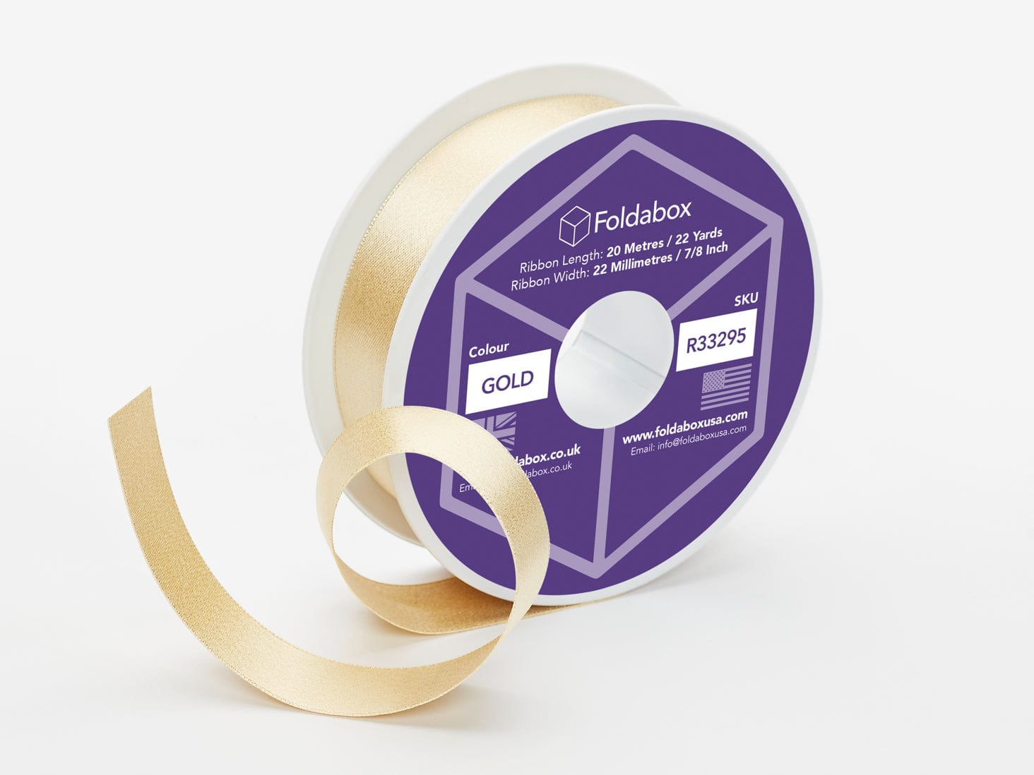 Gold Metallic Sparkle Satin Ribbon Roll | Gift Wrapping | Foldabox ...