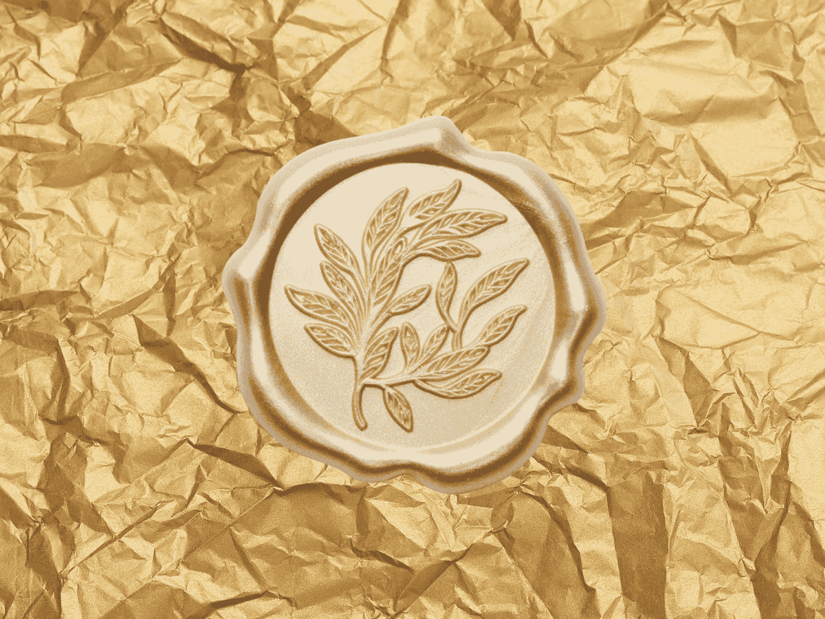 Gold Wax Seal and Gold Tissue Paper Work Well With Black and Gold Dash Tissue Paper