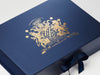 Custom Gold Foil Logo Featured on Navy Blue Gift Box
