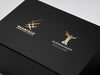 Custom Gold Foil Logos onto Black Gift Box