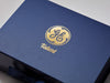 Custom Gold Foil Logo Featured on Navy Gift Box