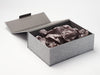 Slate Grey Tissue Paper Featured in Grey Linen No Magnets Gift Box
