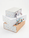 Tan and Nile Blue Ribbon Featured  with Heffalump FAB Sides® on White Gift Box