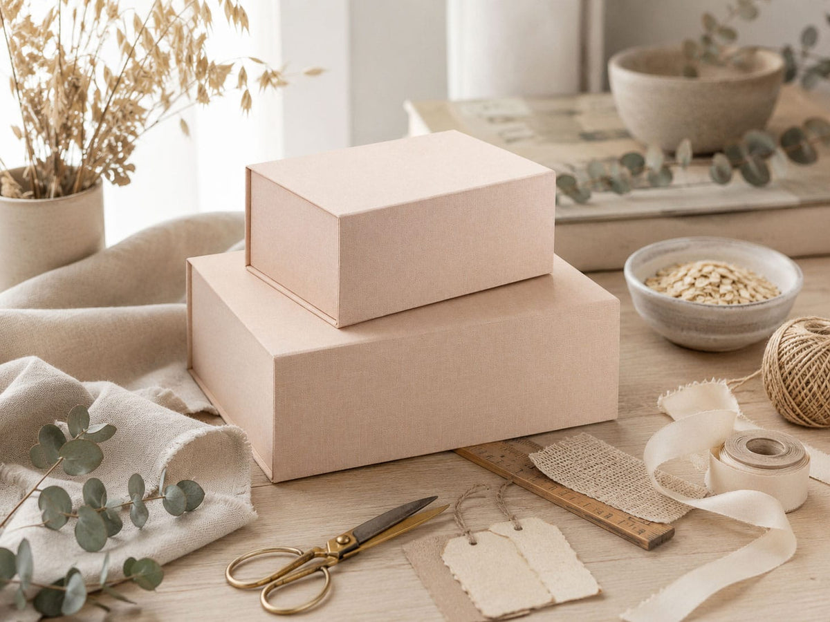 Hessian Linen A4 Deep No Magnets Gift Boxes no ribbon (Pack of 12)