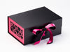 Hot Pink Satin and Black Grosgrain Ribbon Featured with Hot Pink Hearts FAB Sides® on Black Gift Box