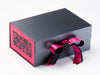 Hot Pink Hearts FAB Sides® Decorative Side Panels on Pewter A5 Deep Gift Box with Hot Pink Satin Ribbon