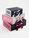 Black Sparkle Satin Ribbon and Hot Pink Grosgrain Featured with Hot Pink FAB Sides® on Black Gift Box