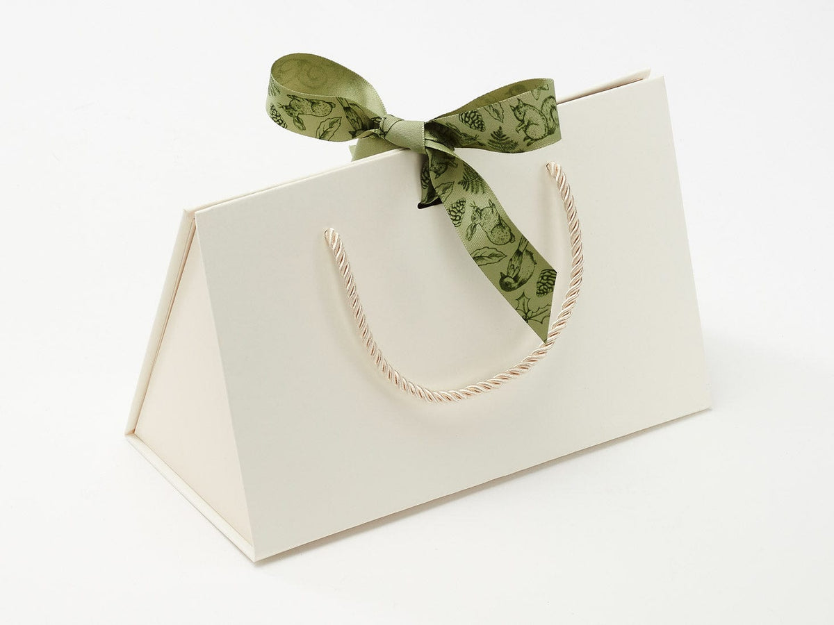 Ivory Medium BoxBag® Featured with Sage Woodland Friends Ribbon