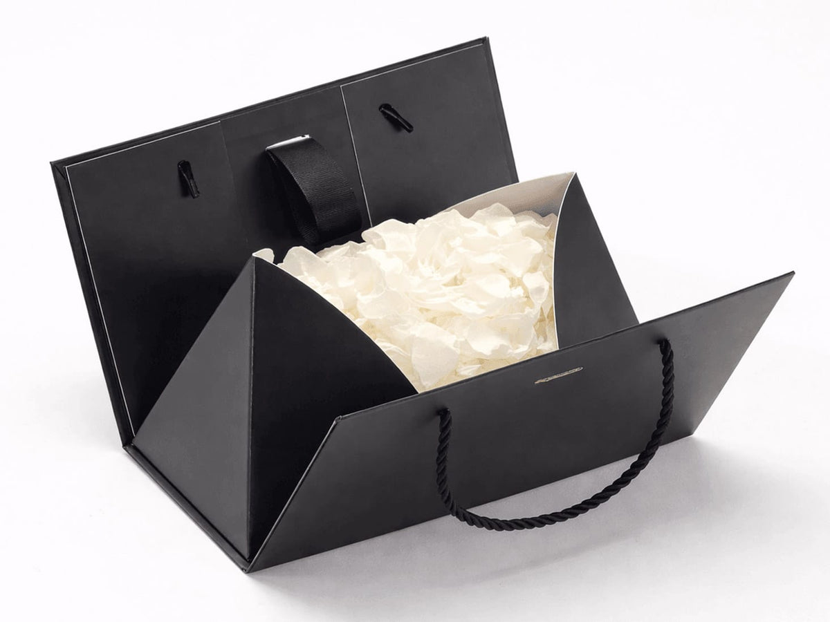 Ivory Tissue Paper inside Black Boxbag