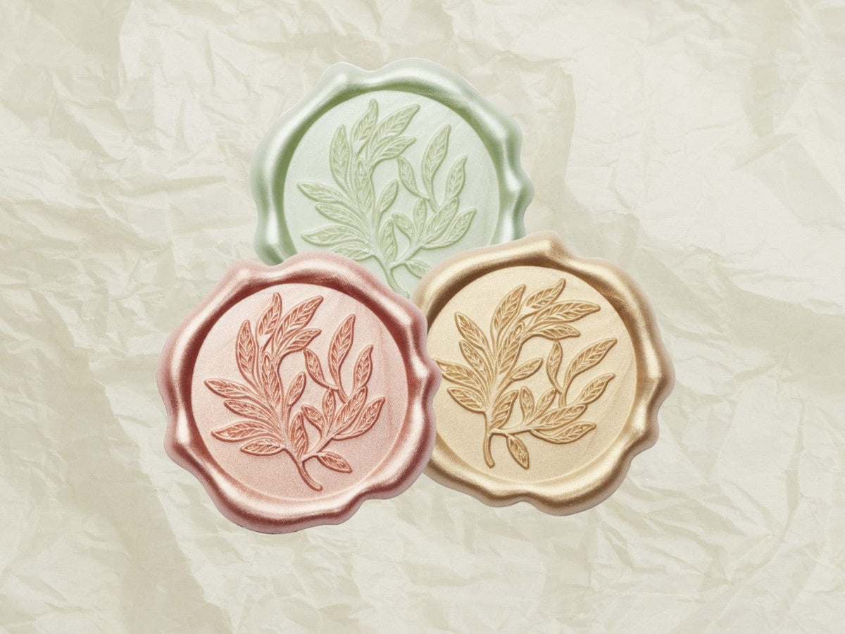 Ivory Tissue Paper with Rode Gokd, Sage Green and Gold Wax Seals