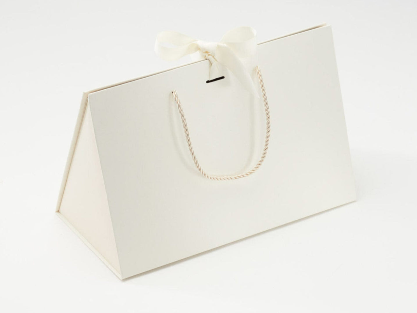 Ivory Large BoxBags® with changeable ribbon and rope handles