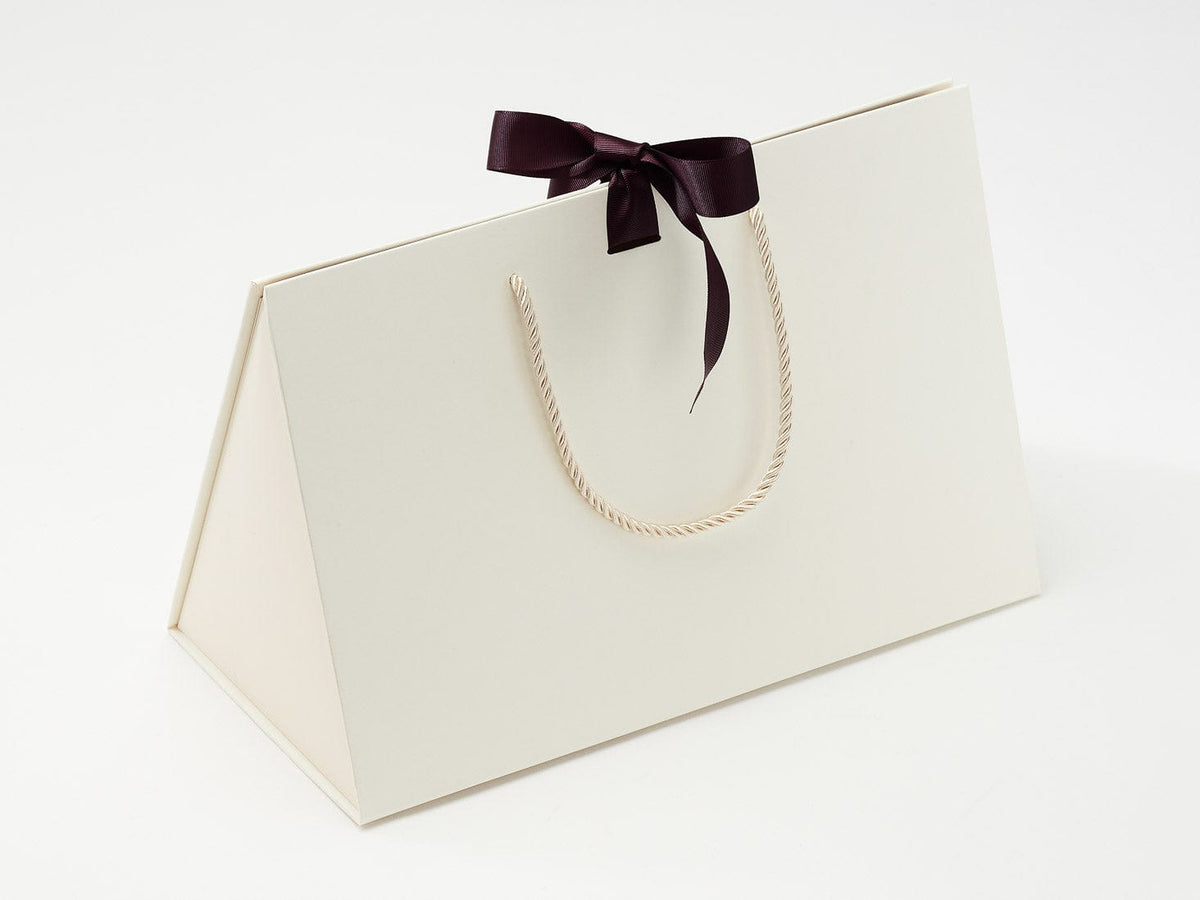 Ivory Large BoxBag® Featured with Midnight Plum Ribbon