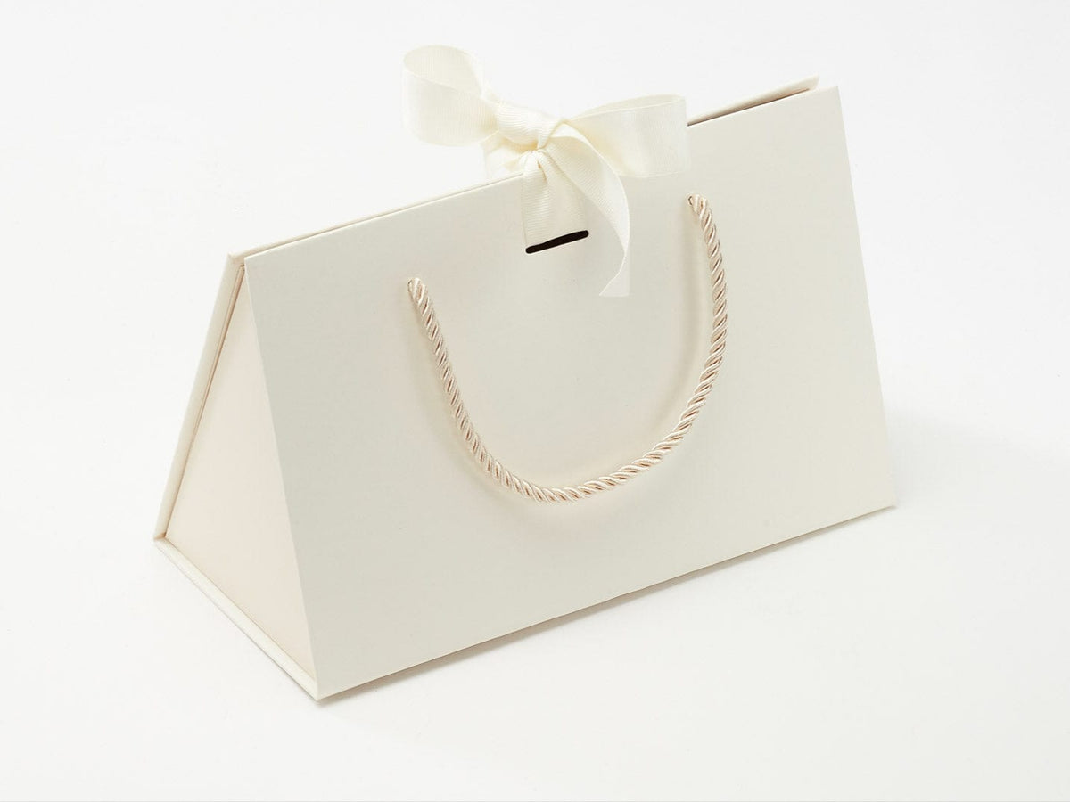 Medium Ivory BoxBag® with changeable ribbon and rope handles