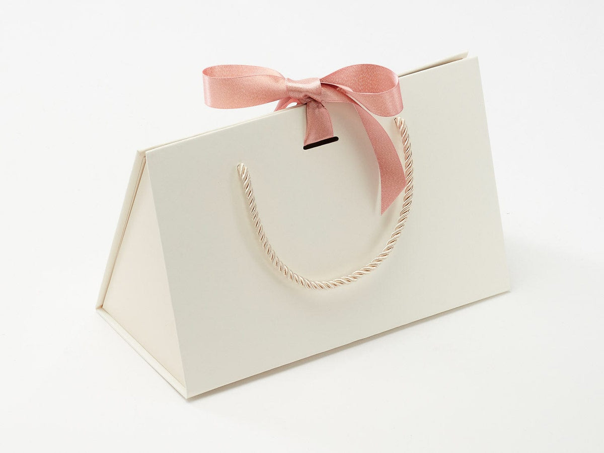 Ivory Medium BoxBag® Featured with Rose Gold Sparkle Ribbon