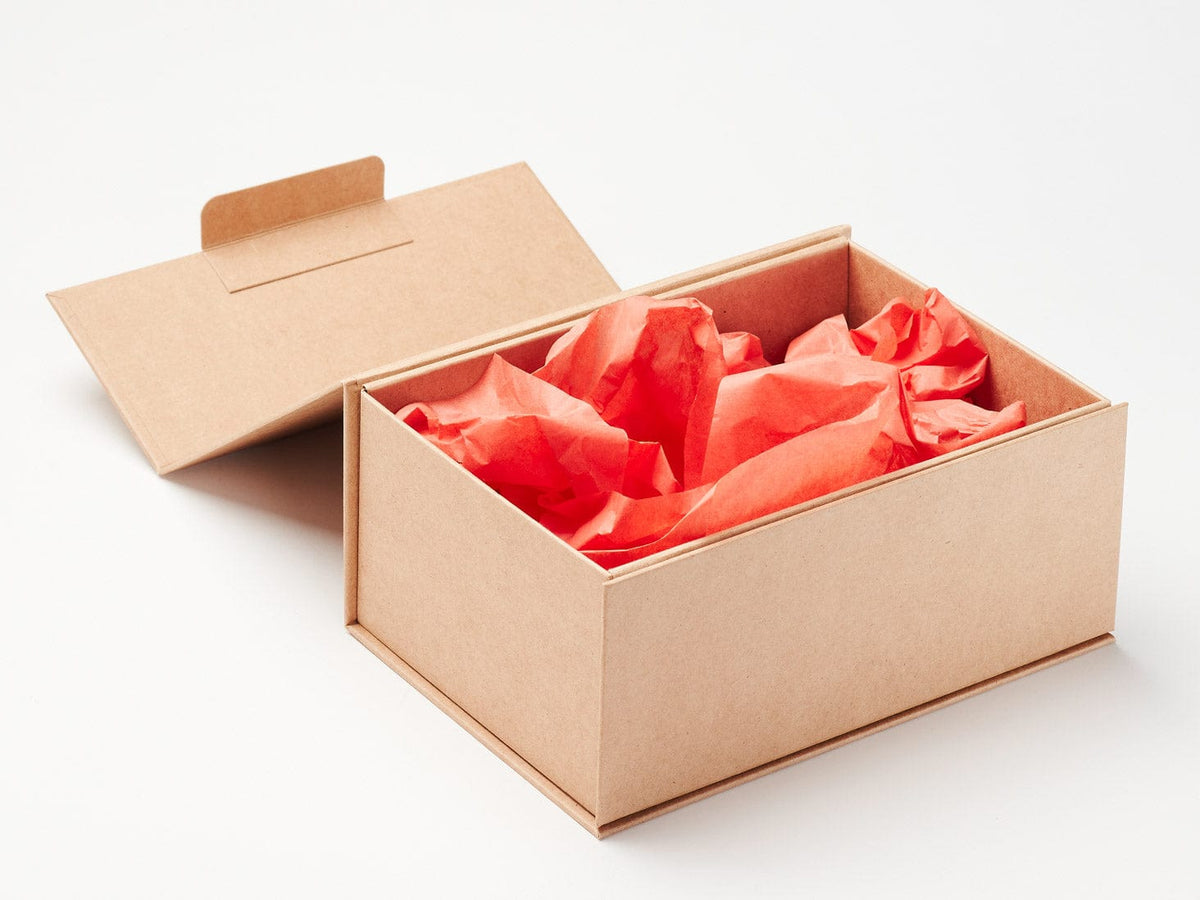 Natural Kraft A5 Deep No Magnets Gift Box with Terracotta Tissue