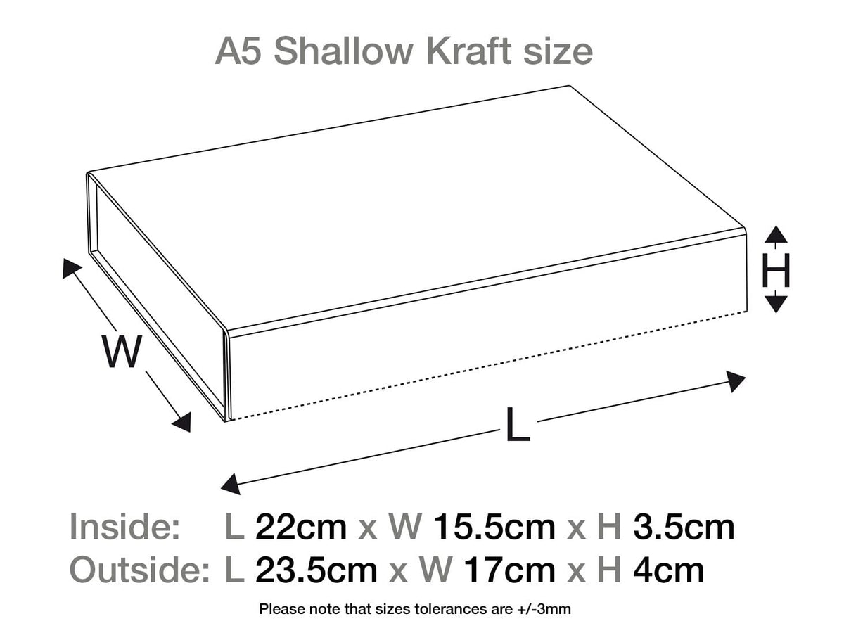 Natural Kraft A5 Shallow No Magnets Sample Assembled Size