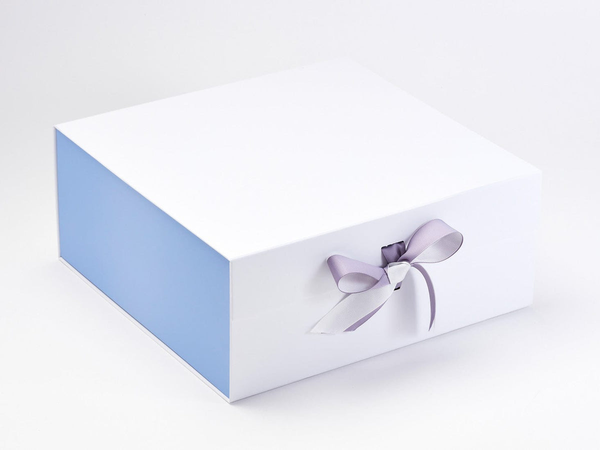Lavender Blue FAB Sides® Decorative Side Panels on White XL Deep Gift Box with Thistle Ribbon