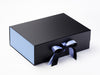 Lavender Blue FAB Sides® Decorative Side Panels on Black Gift Box with Lavender Satin Ribbon