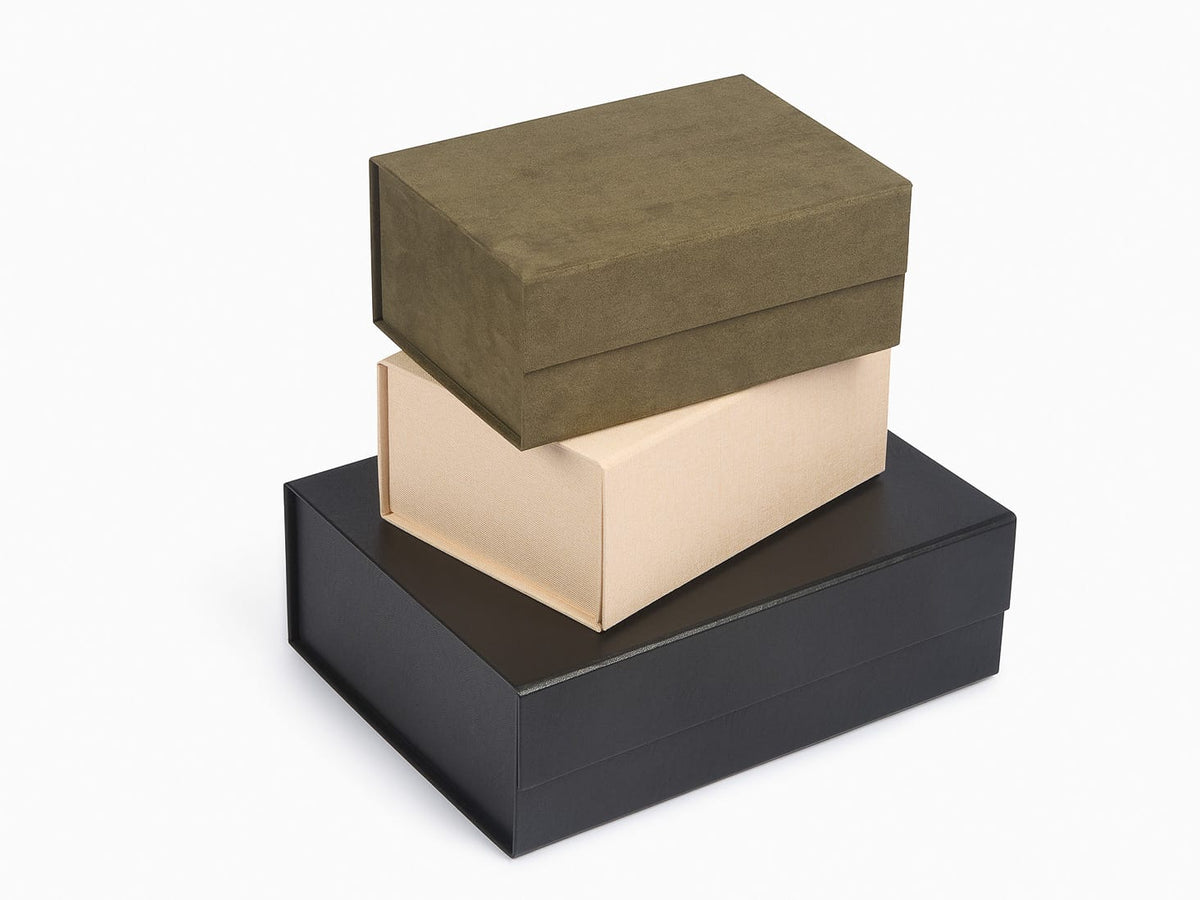 Sage Green Faux Suede A5 Deep Gift Boxes no ribbon (Pack of 12)