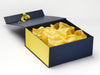 Lemon Yellow Tissue Paper Featured in Navy Blue Gift Box with Lemon Yellow FAB Sides®