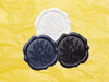 Lemon Yellow Tissue Paper with White, Navy and Black Wax Seals