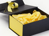 Lemon Yellow FAB Sides® Featured on Black Gift Box with Lemon Yellow Ribbon and Tissue Paper