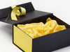 Lemon Yellow FAB Sides® Featured on Black Gift Box with Lemon Yellow Ribbon and Tissue Paper