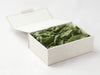 Natural Linen Gift Box Featured with Loden Green Tissue Paper