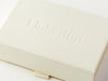 Example of Custom Debossed Logo on Ivory Gift Box