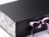 Love Doodle FAB Sides® Decorative Side Panels on Black Gift Box with Tulip and Black Satin Double Ribbon