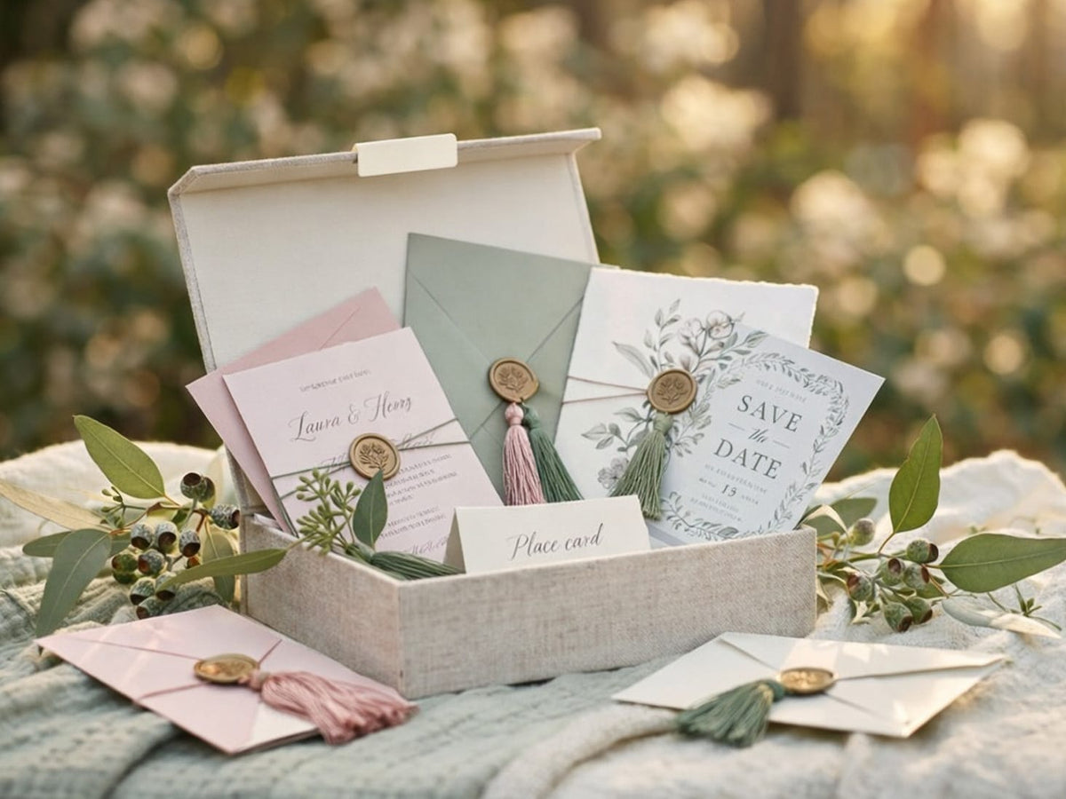 A5 Shallow Linen Gift Box For Wedding Stationery