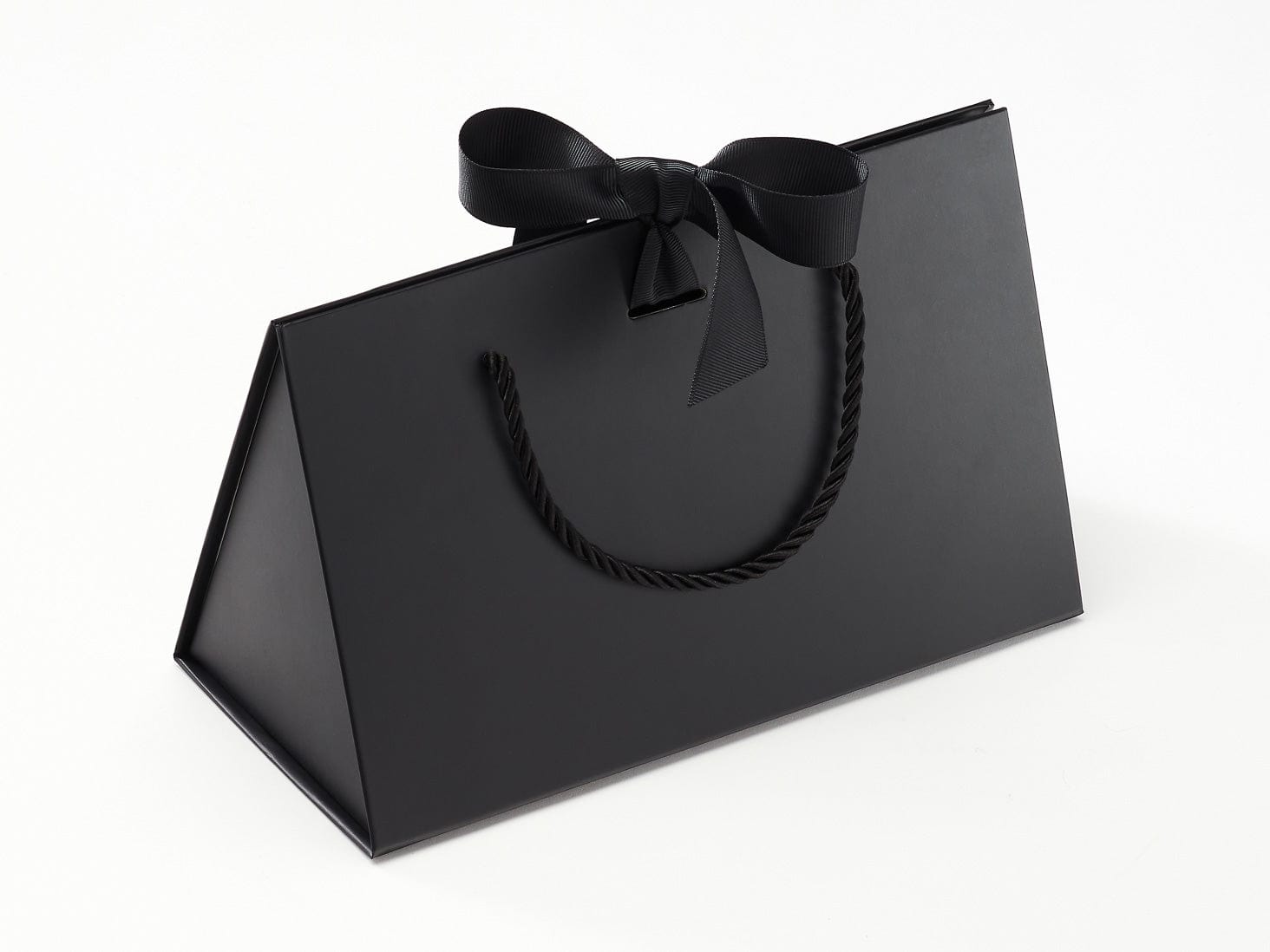 Medium Black BoxBag® Supplied with Black Grosgrain Ribbon and Black Rope Handles