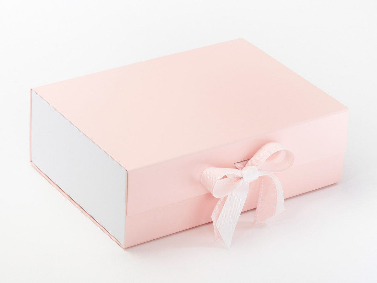 White Matt FAB Sides® Featured on Pale Pink A4 Deep Gift Box with White Double Ribbon